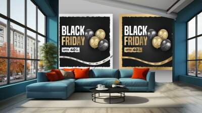 Black Friday sale promotion web banner or modern social media post template design Wall mural