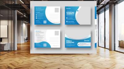 Corporate business or marketing agency postcard template Wall mural