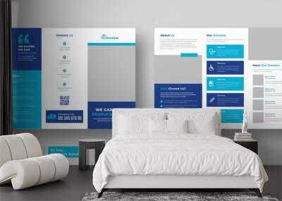 Medical health care trifold brochure, Company or business brochure template Wall mural