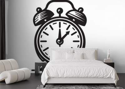 Alarm clock vector design. Alarm clock silhouette. Alarm clock illustration black and white. Wall mural