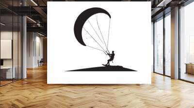 Kite Surfing vector silhouette. Kite Surfing logo, icon isolated on white background. Kite Surfing vector illustration. Wall mural