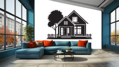 Modern house silhouette. Modern house logo, icon vector design. Wall mural