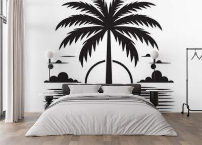 Palm tree vector design. Palm tree silhouette. Palm tree logo, icon, sign. Tropical Palm tree illutration. Wall mural