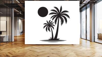 Palm tree vector design. Palm tree silhouette. Palm tree logo, icon, sign. Tropical Palm tree illutration. Wall mural