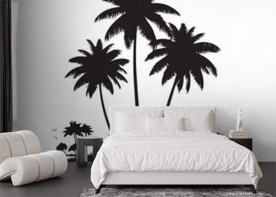 Palm tree vector logo, icon. Palm tree silhouette. Palm tree vector design black and white. Wall mural