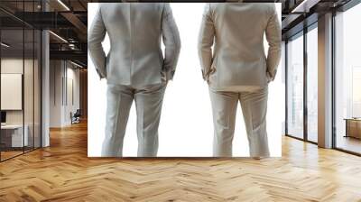 full body back view of two businessman transparent background, ai technology Wall mural