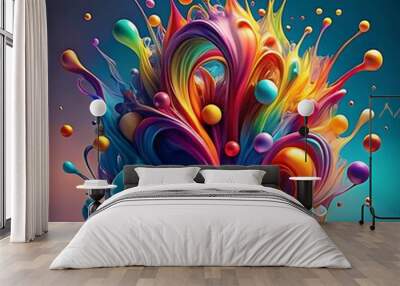 Abstract colorful splash 3d background Gradients background, Wallpaper, Photo for post banner. Ai Generated Wall mural