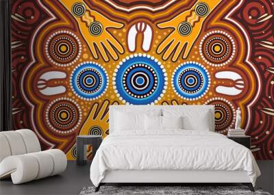 Aboriginal art vector painting. Meeting and unity concept Wall mural