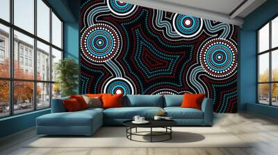 Aboriginal dot art vector background. Connection concept  Wall mural