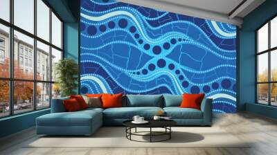 Aboriginal dot art vector background. River concept Wall mural