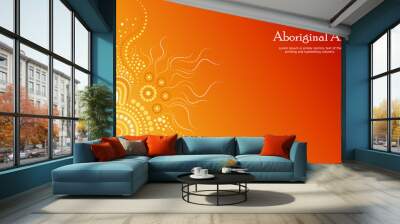 Aboriginal dot art vector banner with text. Wall mural