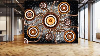 Aboriginal dot art vector painting. Connection concept Wall mural