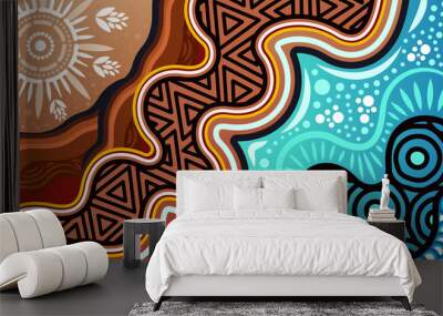 an illustration based on aboriginal style of background Wall mural