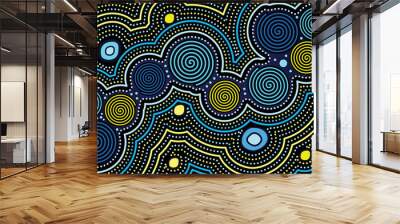 Illustration based on aboriginal style of dot background. Wall mural