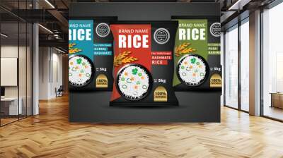 Rice Package Mockup Plastic Printed - Vector Illustration Wall mural