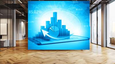 Business graph finance chart. Concept of stock trading and financial markets. 3d illustration. Wall mural