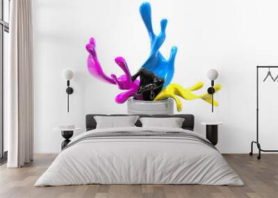 cmyk paint splash.3d render. Wall mural