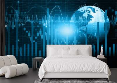 Financial stock market graph. Digital illustration.. Wall mural