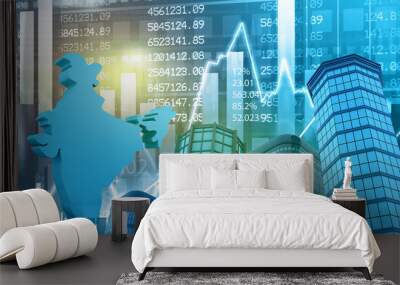 Indian financial stock exchange, stock market. 3d illustration .. Wall mural