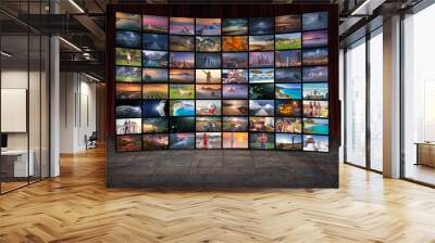 Media and TV as technology concept as video wall Wall mural