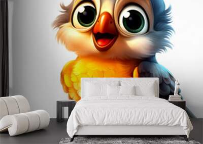 cute cartoon bird Brightly colored drawings in a cartoon style on a white background. Wall mural