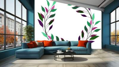 Fancy natural leaf watercolor design on white background Wall mural