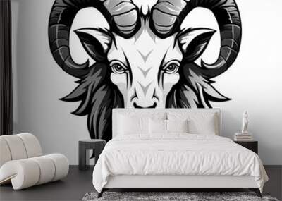 Face with goat devil horn line art Wall mural