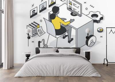 HR Manager Isometric Scene Wall mural