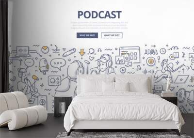 Podcast Doodle Concept Wall mural