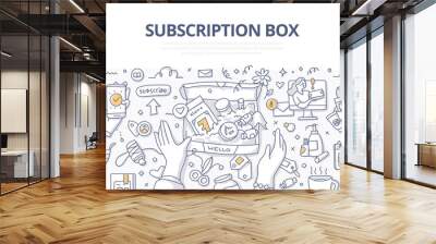 Subscription Box Doodle Banner Wall mural