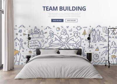 Team Building Doodle Concept Wall mural