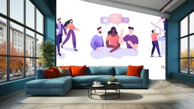 Teamwork Illustrations Set Wall mural