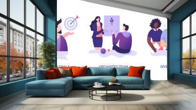 Teamwork Spot Illustrations. Set 2 Wall mural