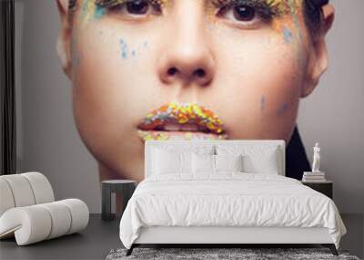 beautiful model with dry coloured powder Wall mural