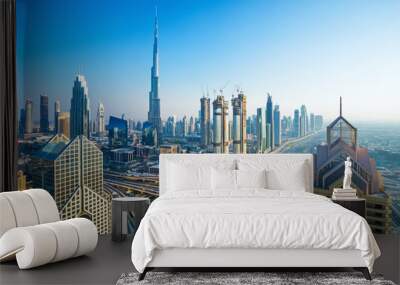 Amazing Dubai skyline at the sunset,Dubai,United Arab Emirates Wall mural