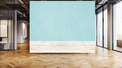 elegance perspective of  light marble floor and pastel blue concrete wall for  interior or exterior and display show products, studio room Wall mural