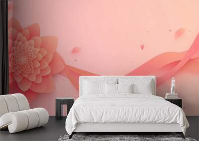 Abstract pink lotus flower illustration. Pastel background design. Yoga, meditation and spa. Wellness and harmony concept. Banner, invitation, greeting card with copy space Wall mural