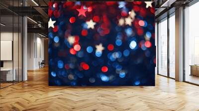 Abstract star bokeh background. Glittering shine lights. Christmas decorations, xmas holiday festival backdrop Wall mural