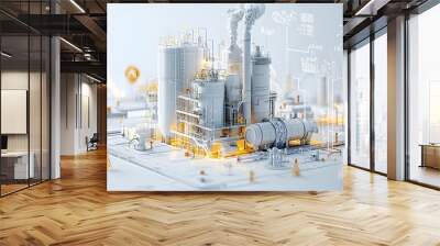 Sleek and modern fuel processing plant with clean lines innovative design and advanced industrial technology showcasing an efficient and sustainable energy production facility Wall mural