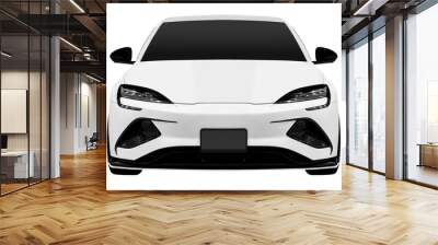 Front view white electric car Wall mural