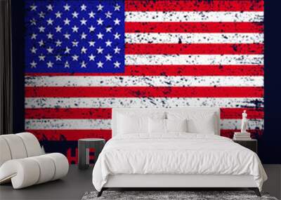 My patriotic heart beats red,white and blue usa patriot t-shirt design Wall mural