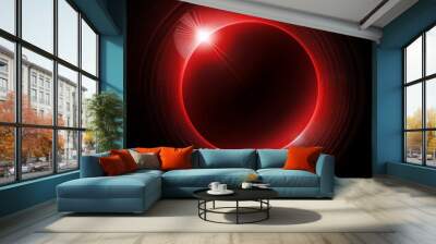 red circle lens flare with black blank background Wall mural