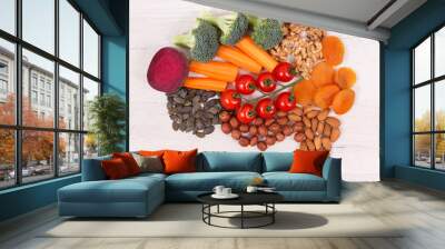 Best nutritious food in shape of brain for health and good memory, healthy eating concept Wall mural