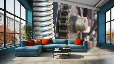 Big and hard steel spring as part and detail of industrial or agricultural machine Wall mural