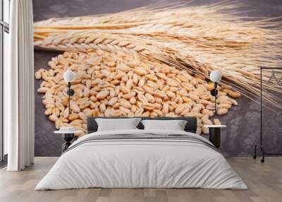 Cereal seeds and ears of rye or wheat grains Wall mural