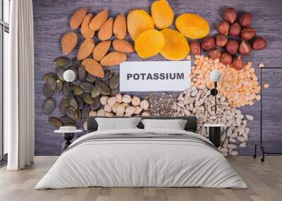 Inscription potassium with healthy eating containing natural minerals, vitamin K and fiber Wall mural