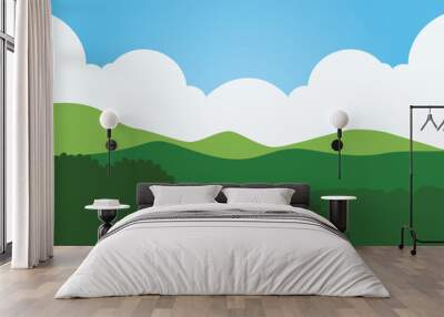 Illustration of summer landscape background design vector Wall mural