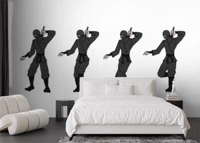 ninja walking draw Wall mural