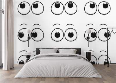 Set of cartoon eyes looking in all directions Wall mural