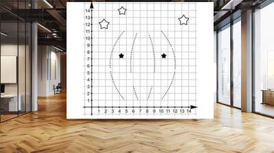 Coordinate graphing, or draw by coordinates, math worksheet with Halloween pumpkin: To reveal the mystery picture plot and connect the dots with given coordinates. Answer included.
 Wall mural